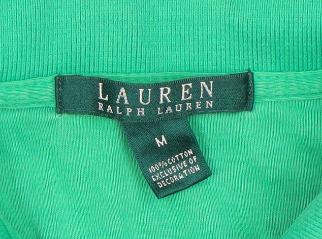 Ralph Lauren Women's Green 3/4 Sleeve Cotton Polo Shirt M