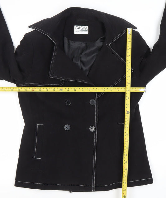 Sasha Women's Black Cotton Double-Breasted Suit Jacket UK 12