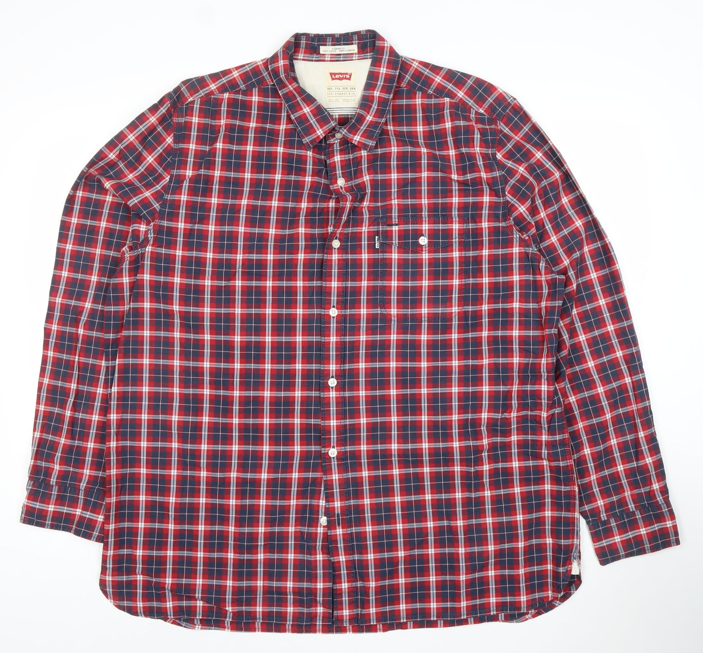 Levi's Men's Red Plaid 2XL Button-Up Long Sleeve Cotton Shirt