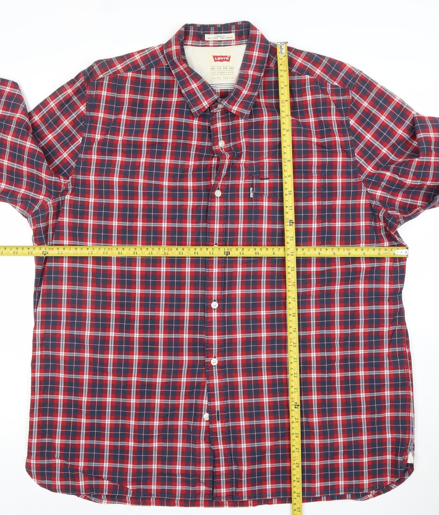 Levi's Men's Red Plaid 2XL Button-Up Long Sleeve Cotton Shirt