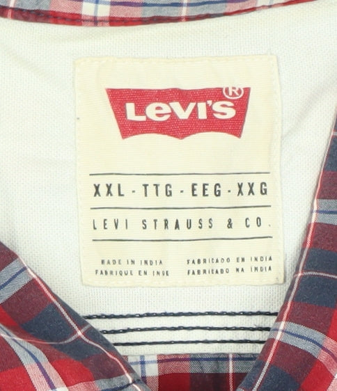 Levi's Men's Red Plaid 2XL Button-Up Long Sleeve Cotton Shirt