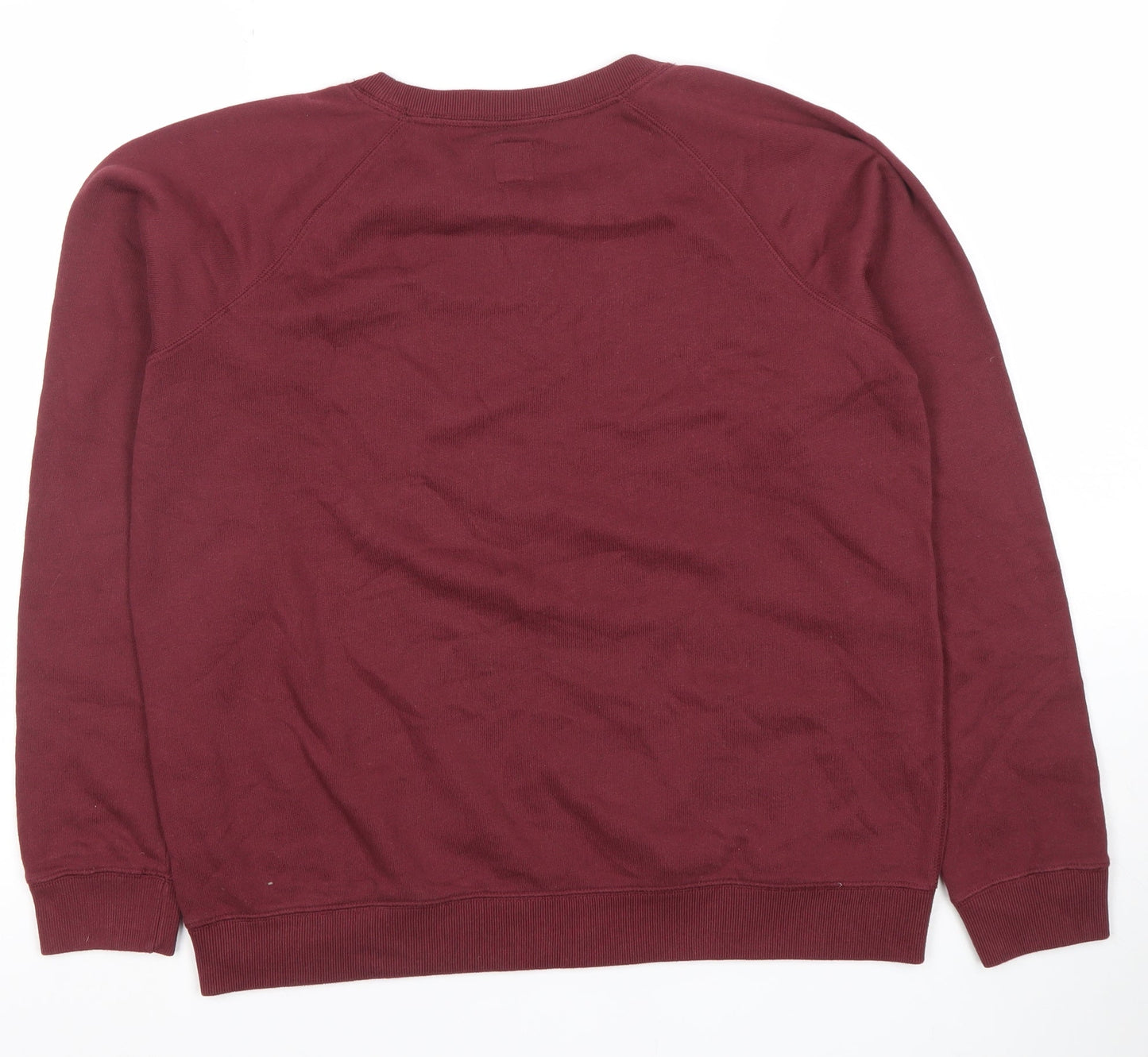 Jack Wills Womens Burgundy Crew Neck Sweatshirt Size 10 Cotton Blend Logo Print
