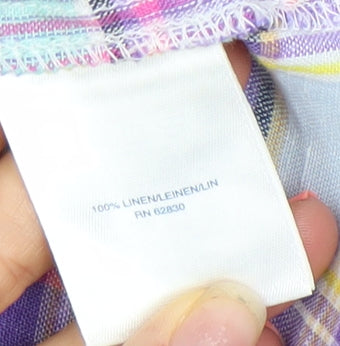 Lands' End Men's Multicoloured Linen Plaid Button-Up Shirt Size S