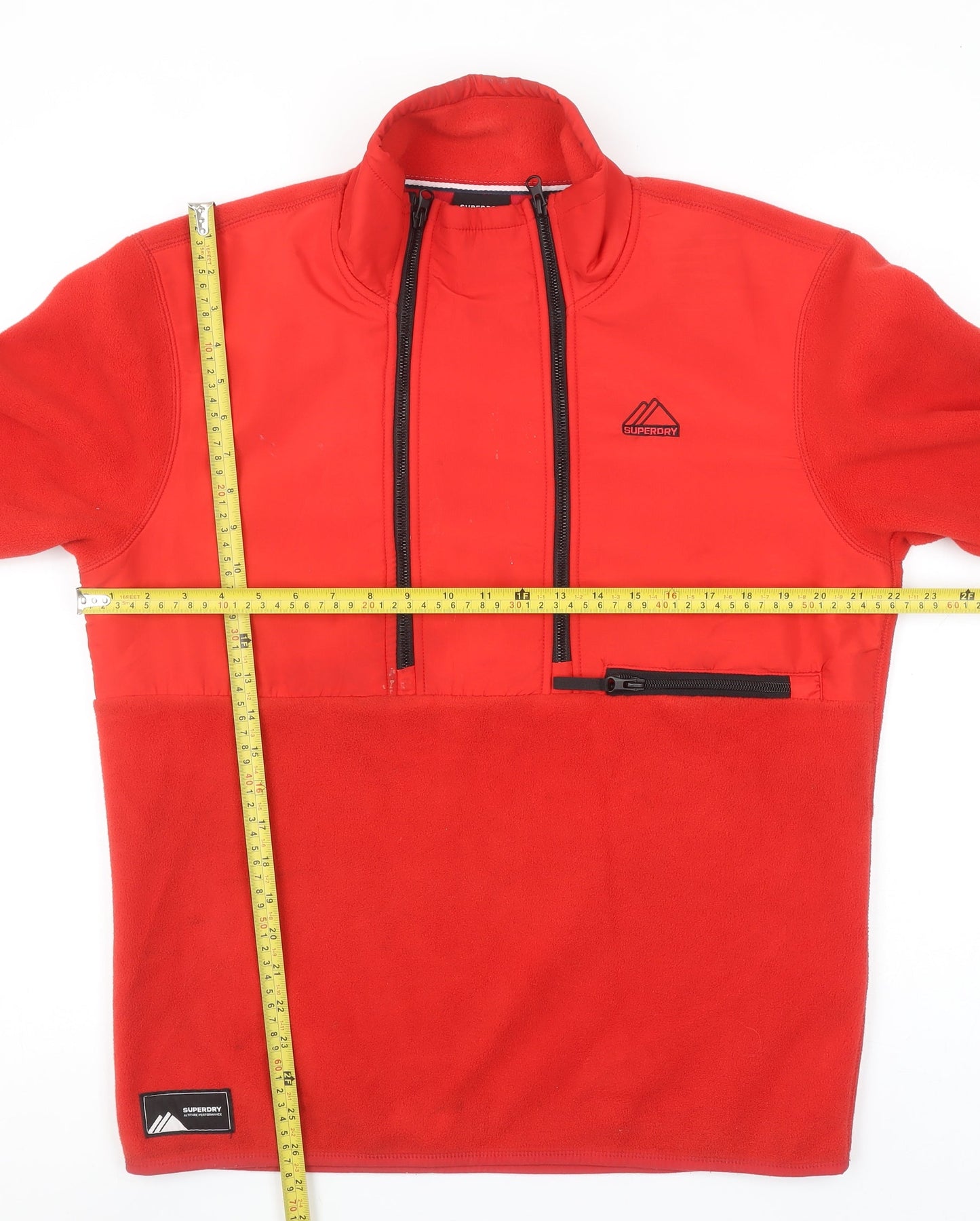 Superdry Men's Red Fleece 1/4 Zip Pullover Sweatshirt Size S