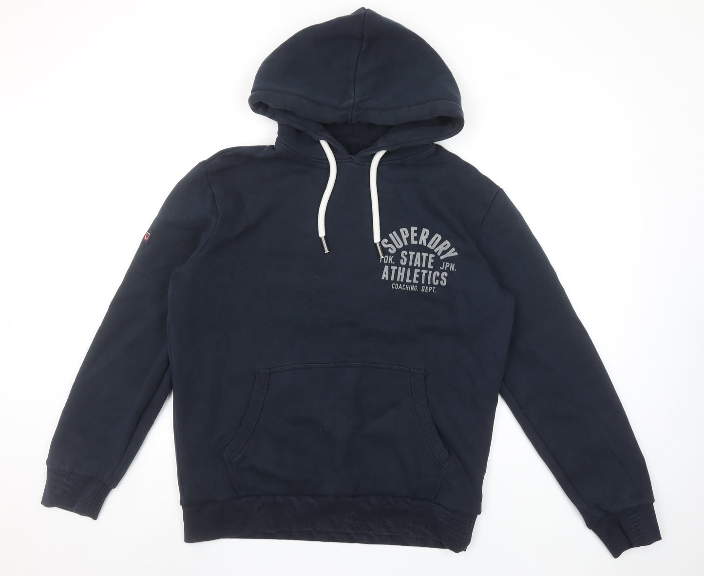 Superdry Men's Blue Pullover Hoodie L Graphic Print Athletic Style