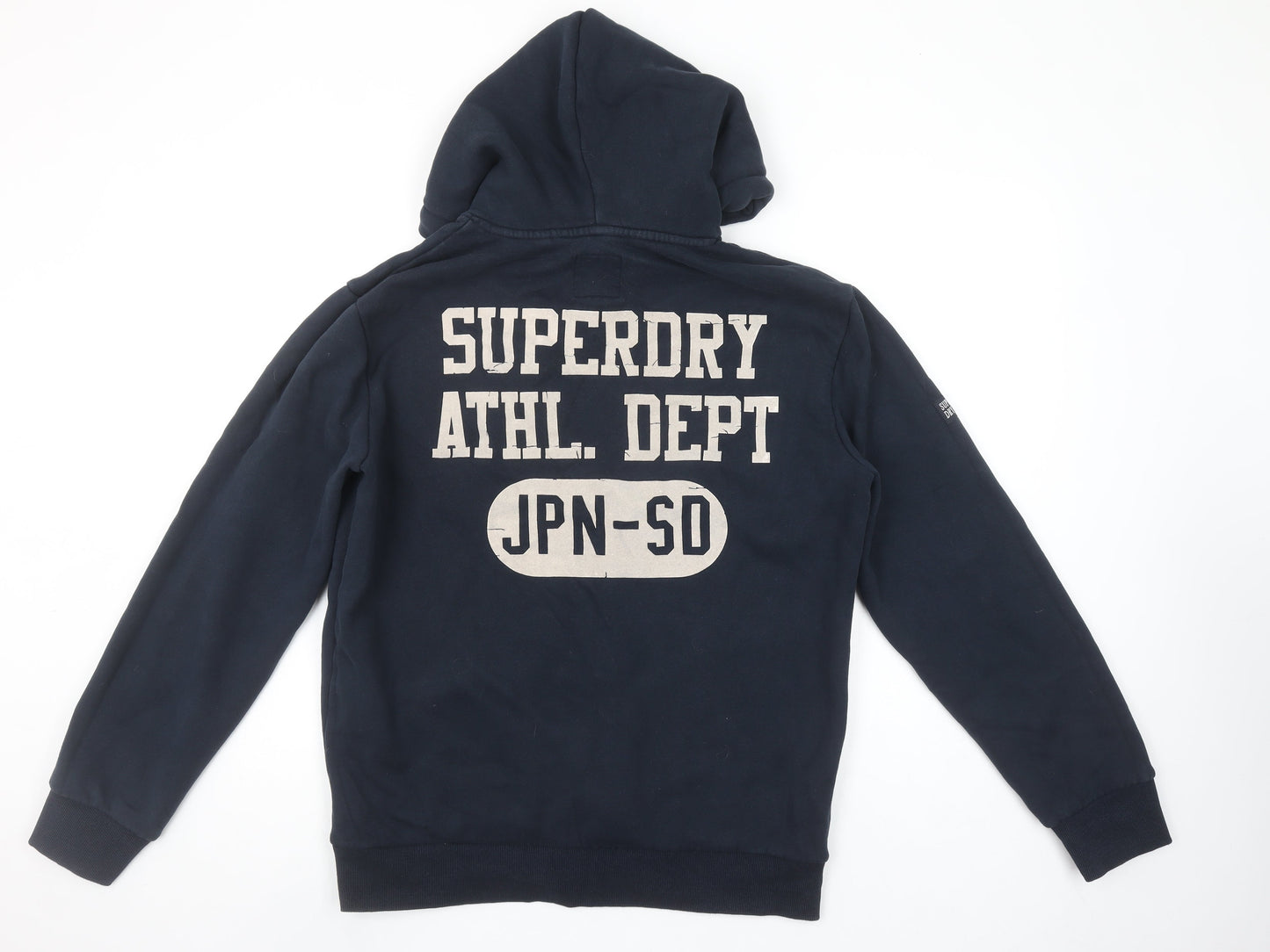 Superdry Men's Blue Pullover Hoodie L Graphic Print Athletic Style