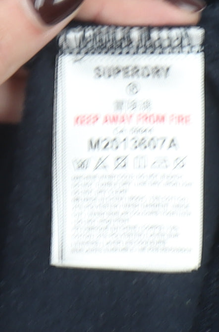 Superdry Men's Blue Pullover Hoodie L Graphic Print Athletic Style