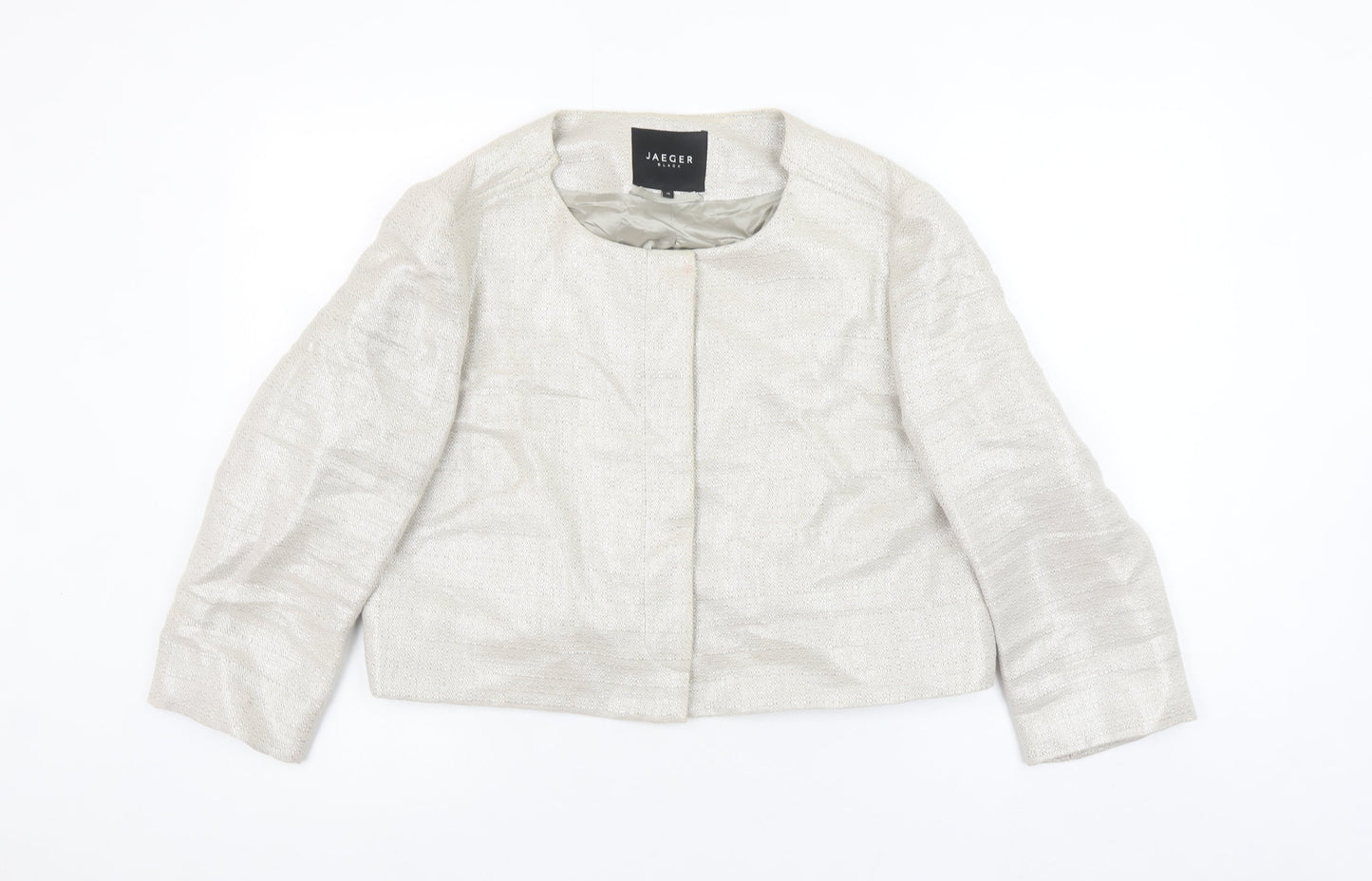 Jaeger Women Beige Linen Blend Cropped Suit Jacket UK16