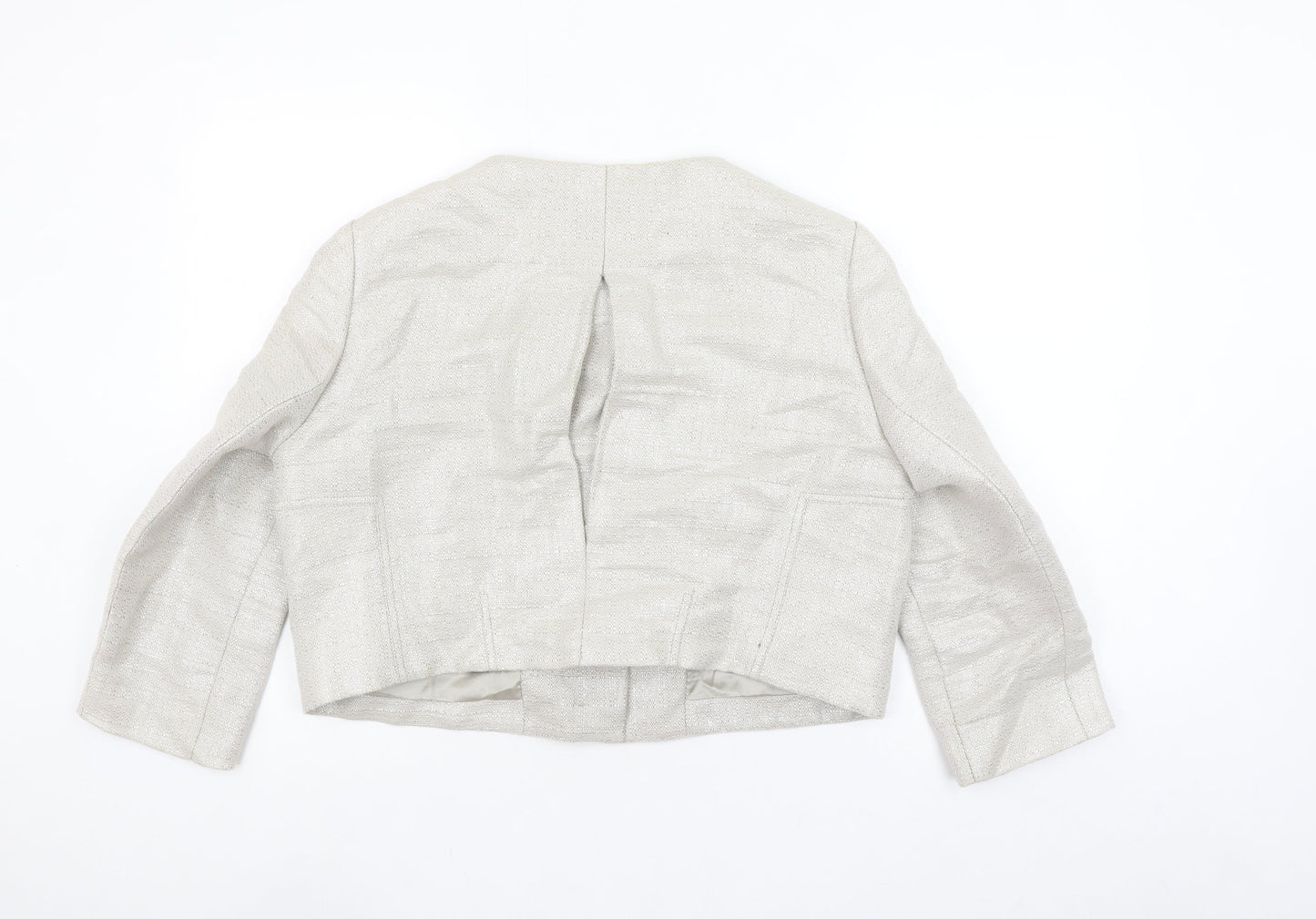 Jaeger Women Beige Linen Blend Cropped Suit Jacket UK16