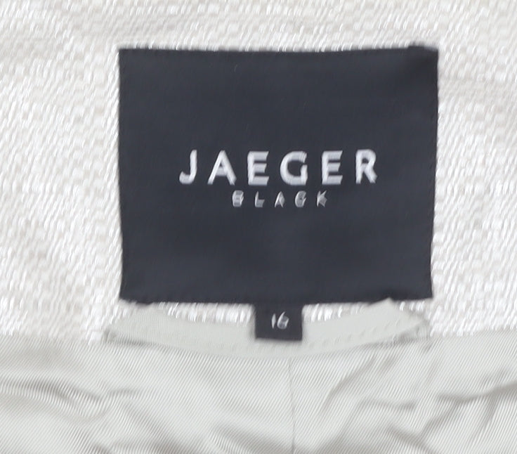 Jaeger Women Beige Linen Blend Cropped Suit Jacket UK16
