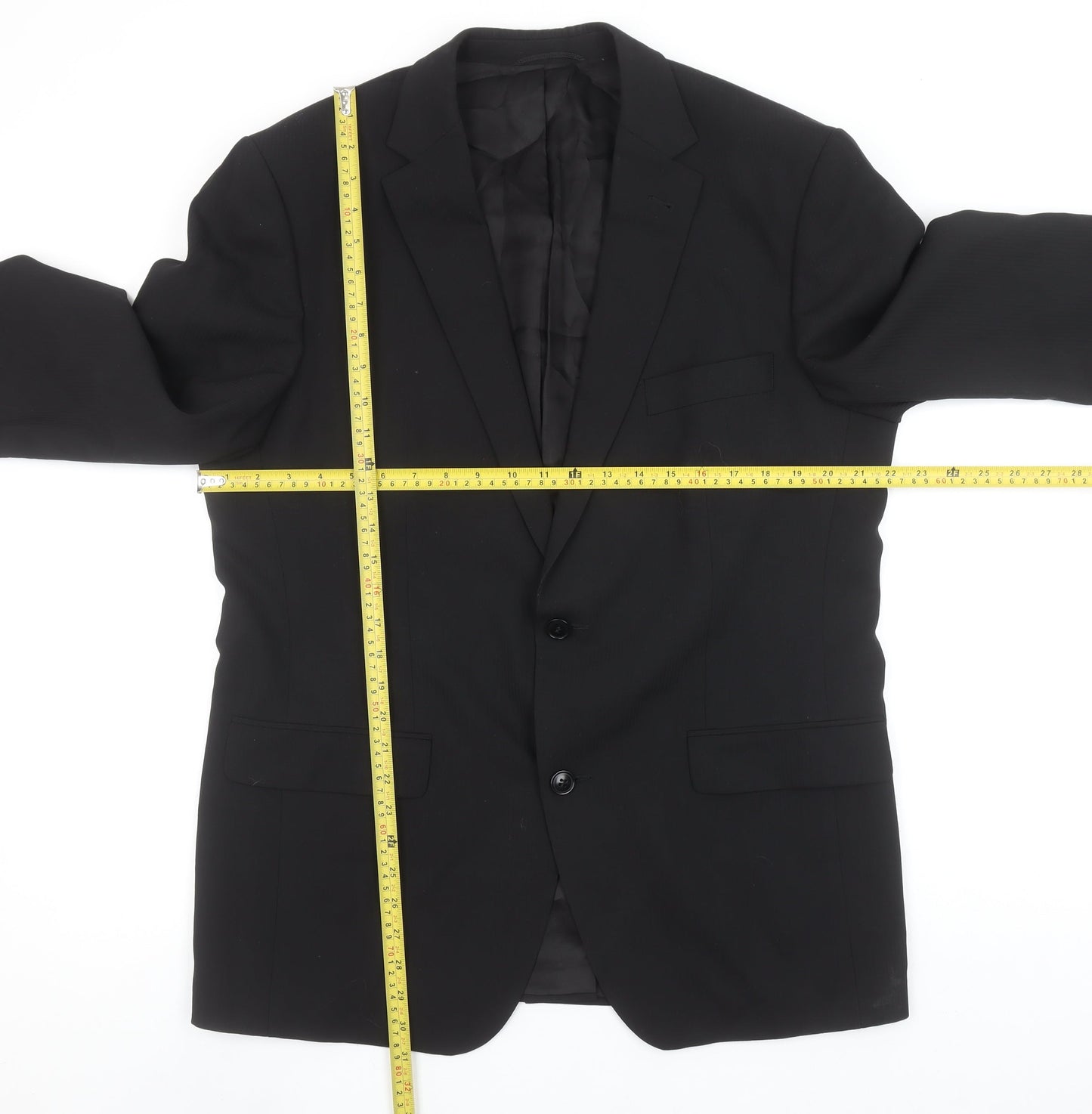 Roy Robson Men's Black Wool Blend 2-Button Formal Blazer Size 42