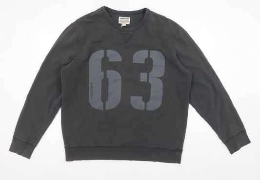 Mens UK L Regular Lands' End Black Pullover Sweatshirt