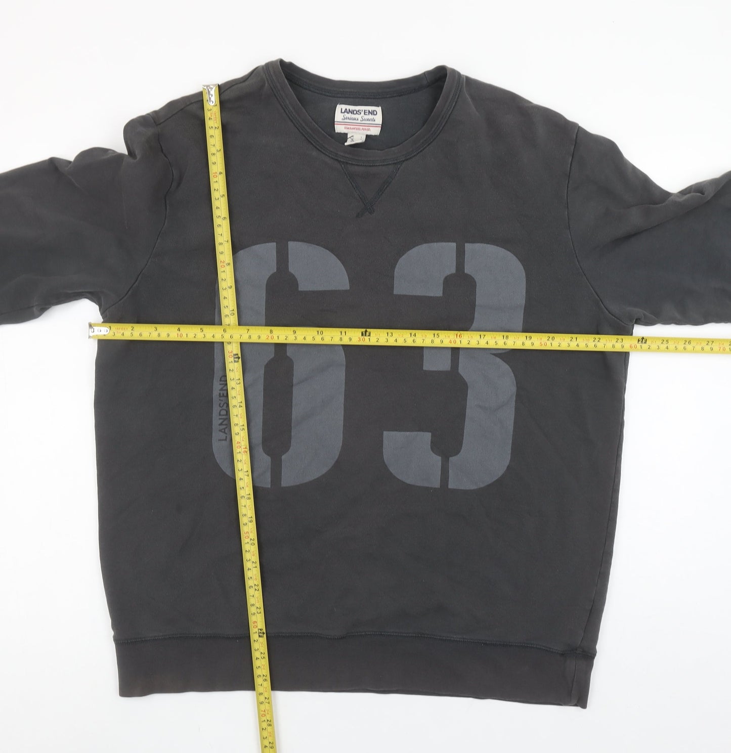 Mens UK L Regular Lands' End Black Pullover Sweatshirt