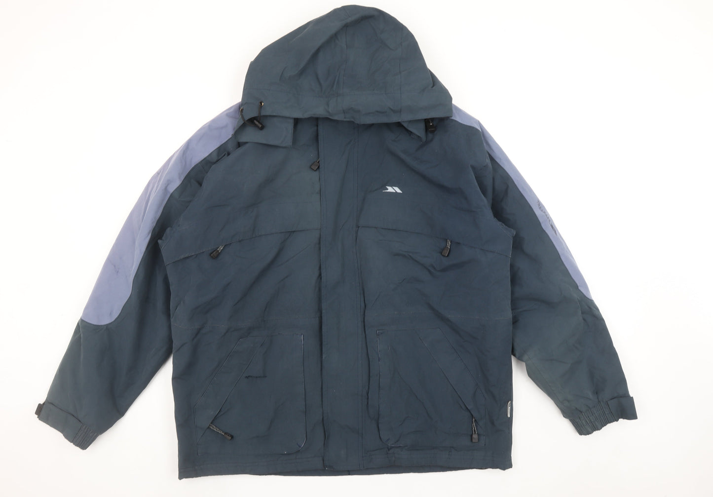 Trespass Men's Blue Waterproof Hooded Mid-Length Jacket M