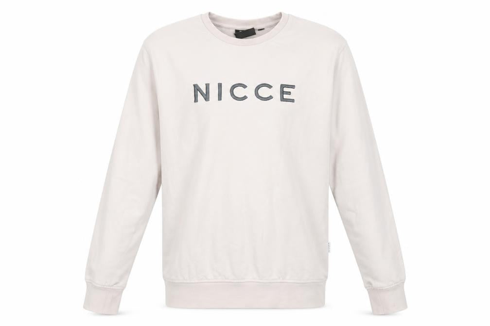 Nicce Men's Beige Logo Sweatshirt Size M Pullover Crew Neck