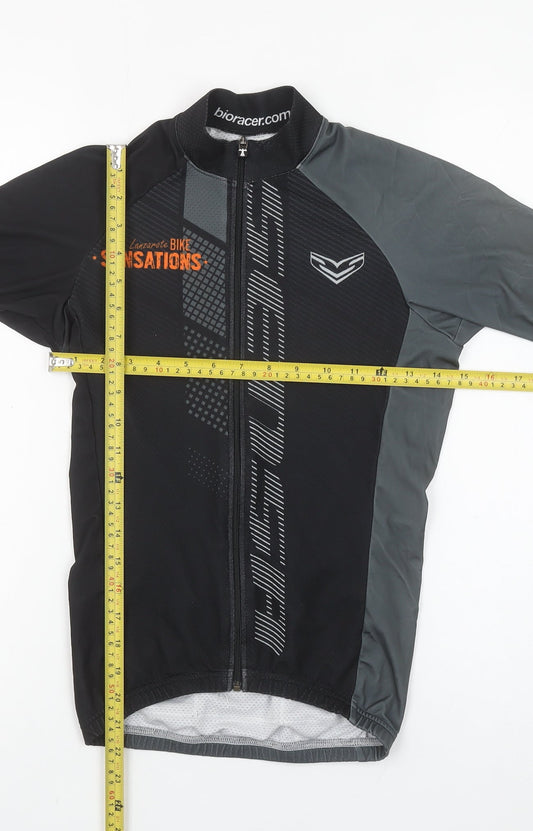 Bioracer Men's Black XS Short Sleeve Cycling Jersey Zip Top