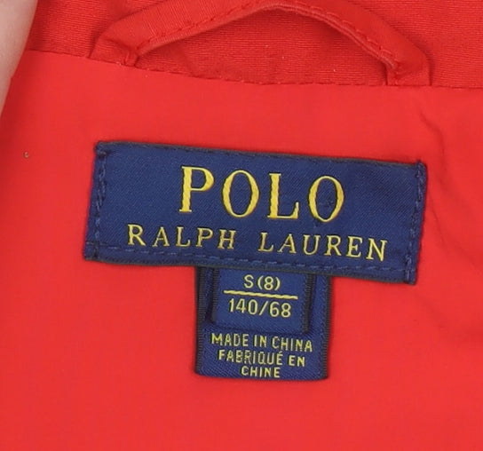 Polo Ralph Lauren Boys Red Hooded Windbreaker Jacket Size 8 Years