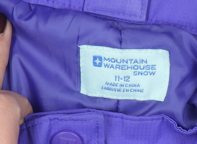 Mountain Warehouse Girls Purple Snow Pants 11-12 Years Waterproof Insulated Winter Trousers