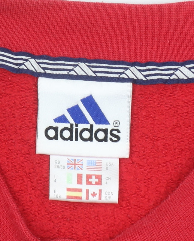 Adidas Mens Red Pullover Sweatshirt Small Crew Neck Sports Fleece