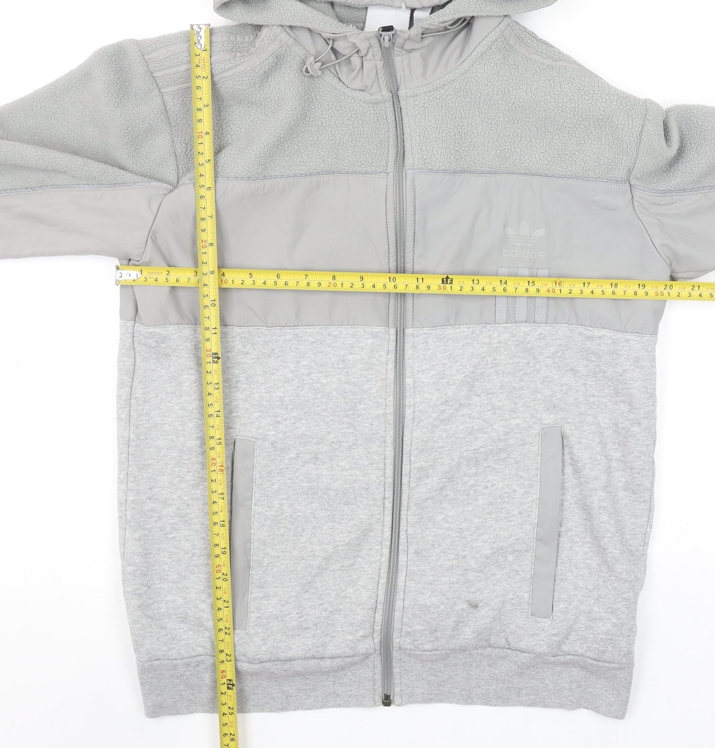 Adidas Men’s Grey Hooded Full Zip Fleece Jacket Size M