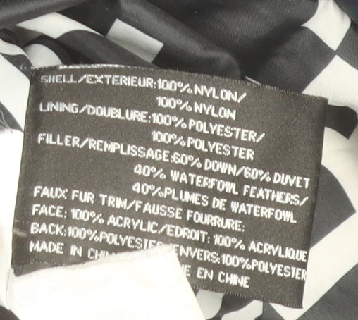 DKNY Women's Blue Long Puffer Coat S Hooded Quilted Winter Jacket