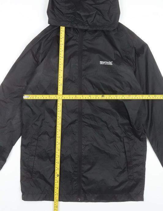 Regatta Men's Black Lightweight Waterproof Hooded Windbreaker Jacket Size S