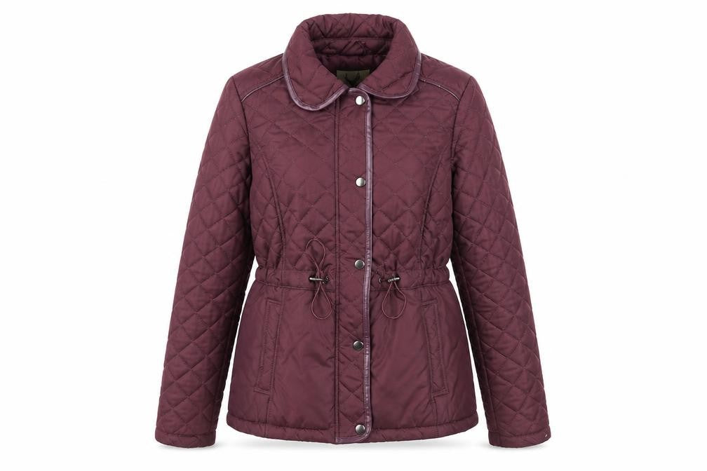 Front view of Originals women’s purple quilted jacket, size UK 10, lined winter coat