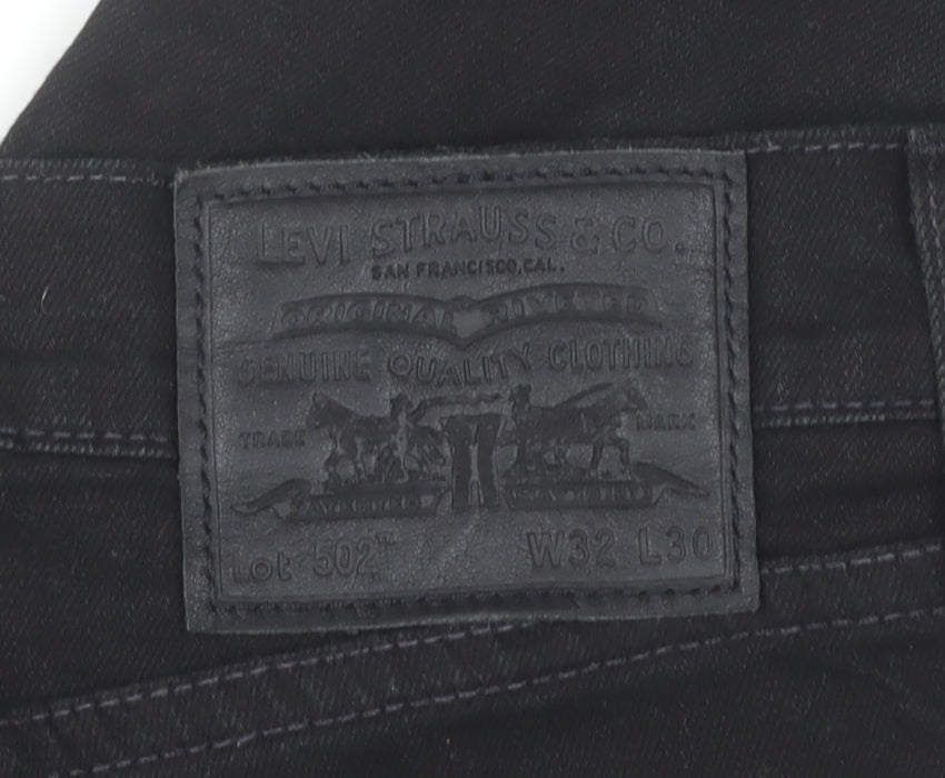 Levi's 502 Men's Black Straight Fit Jeans W32 L30 Denim Stretch