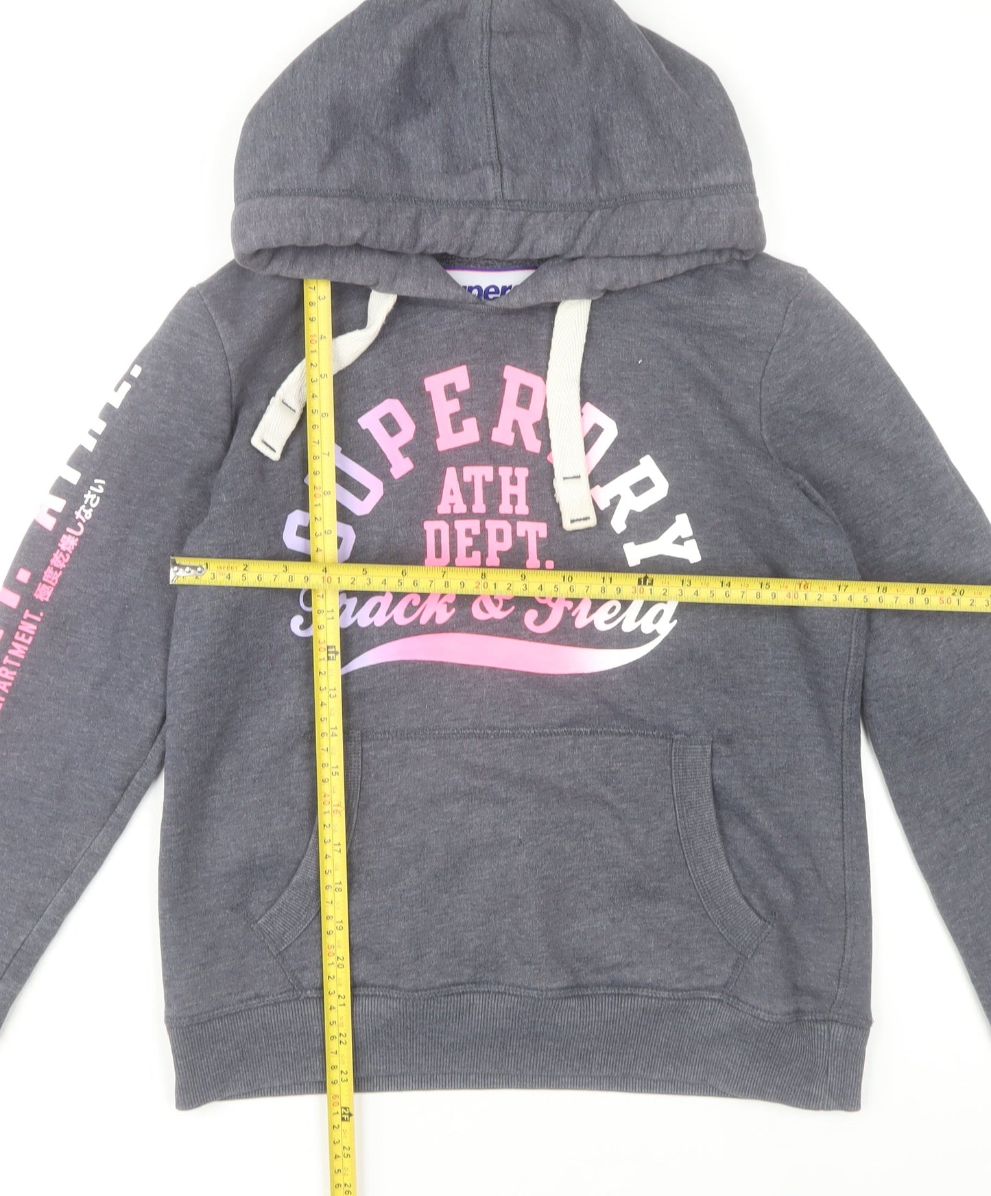 Superdry Women's Grey Hoodie Size 12 Track & Field Pullover