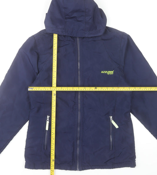 Azzurri Sport Men's Blue Hooded Windbreaker Jacket Size M