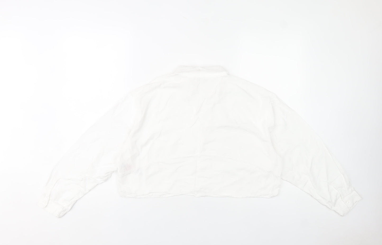 Jack Wills Women’s White Cropped Blouse UK12 Collared Long Sleeve