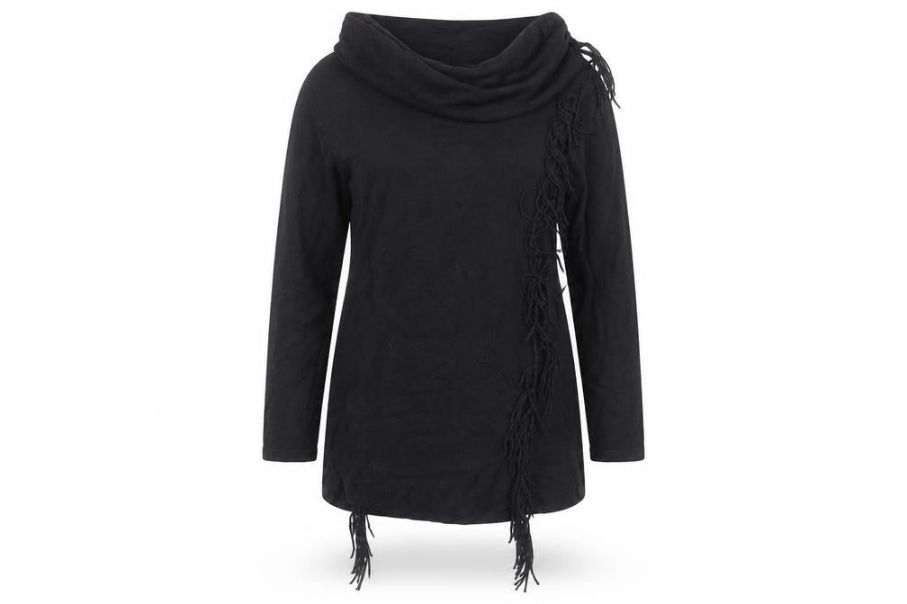 Gerard Women’s Black Cowl Neck Fringe Tunic Jumper Size M