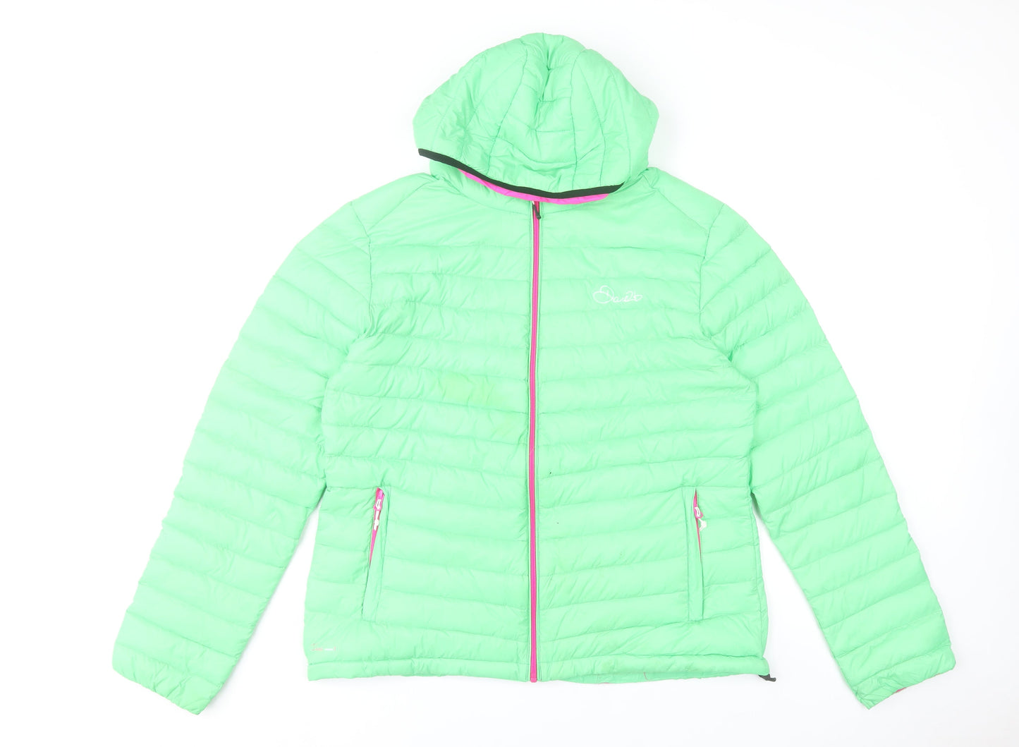 Dare 2b Womens Green Puffer Jacket Size 18 Hooded Lightweight Down