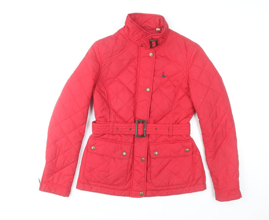 Jack Wills Womens Red Quilted Belted Jacket Size 10