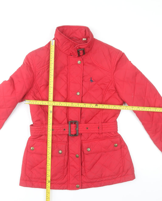 Jack Wills Womens Red Quilted Belted Jacket Size 10
