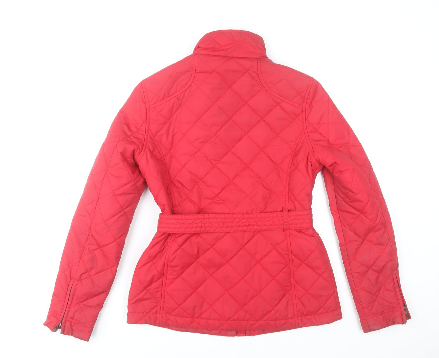 Jack Wills Womens Red Quilted Belted Jacket Size 10