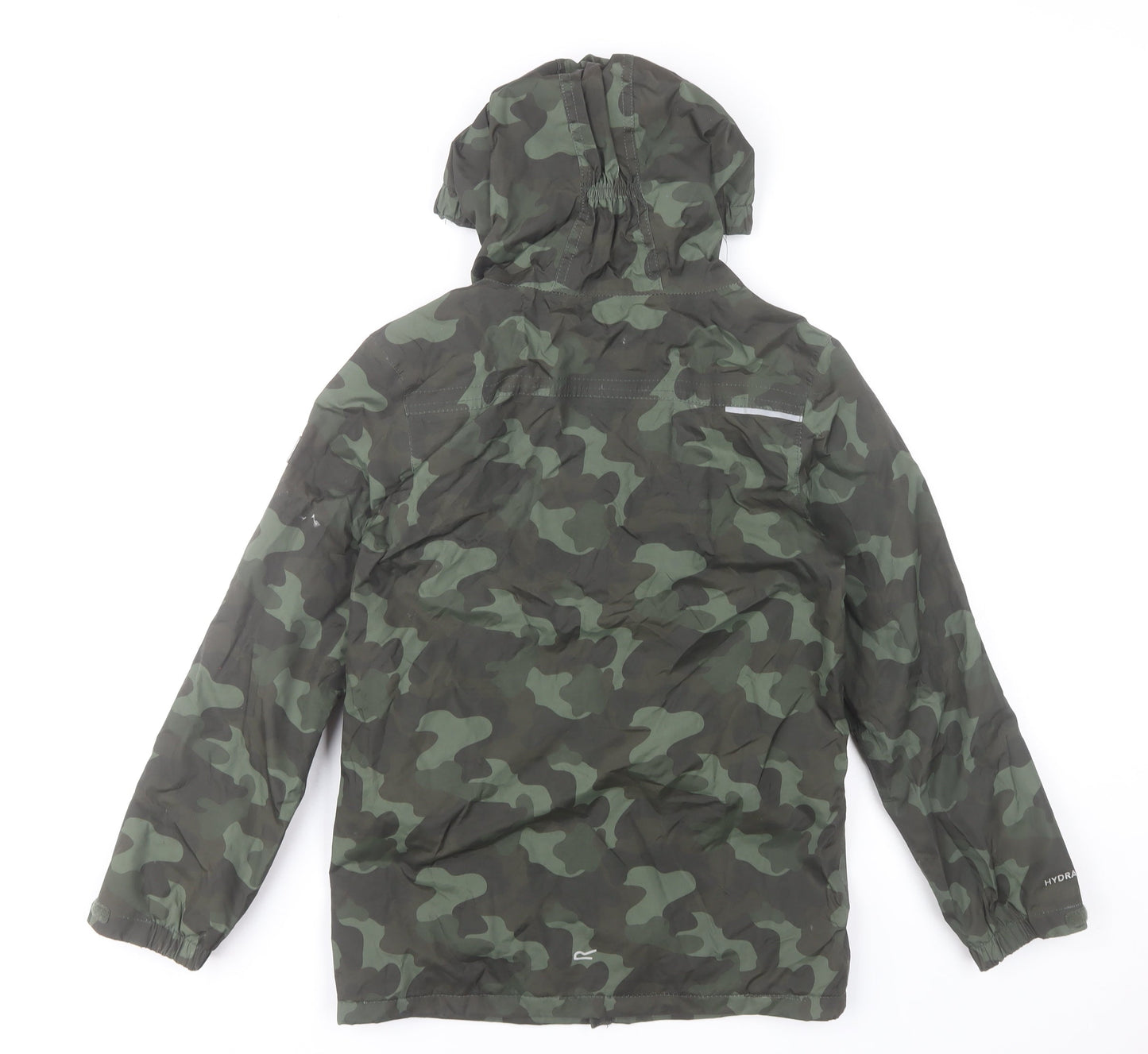 Regatta Boys Green Camouflage Waterproof Hooded Rain Coat 13 Years