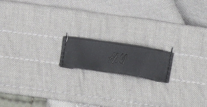 H&M Men's Grey Chino Trousers L 34 Regular Fit Lightweight