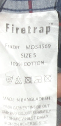 Firetrap Men's Blue Red Plaid Button-Up Cotton Short Sleeve Shirt Size S