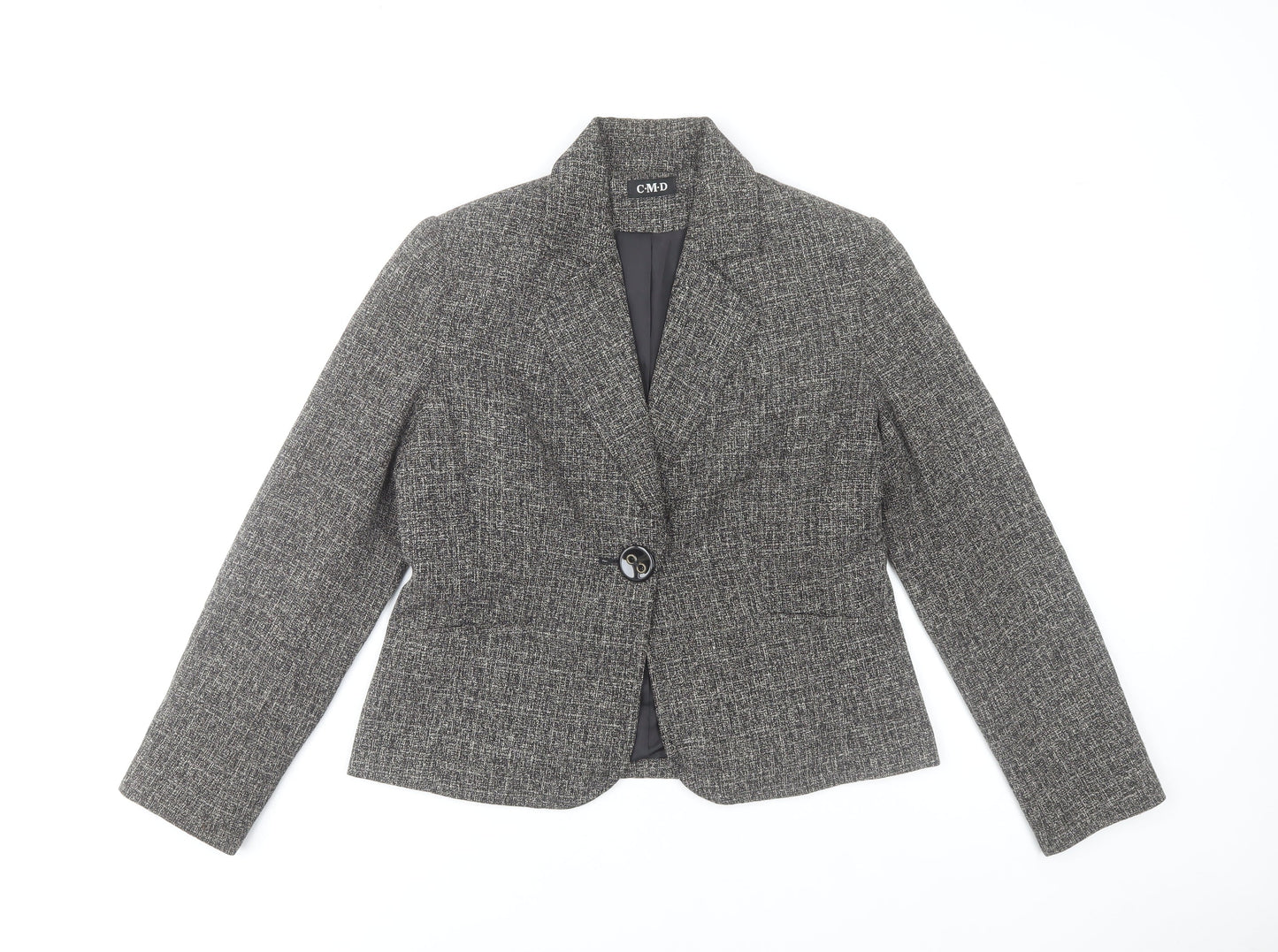 CMD Women's Grey Checked Blazer Size 12 Smart Work Jacket