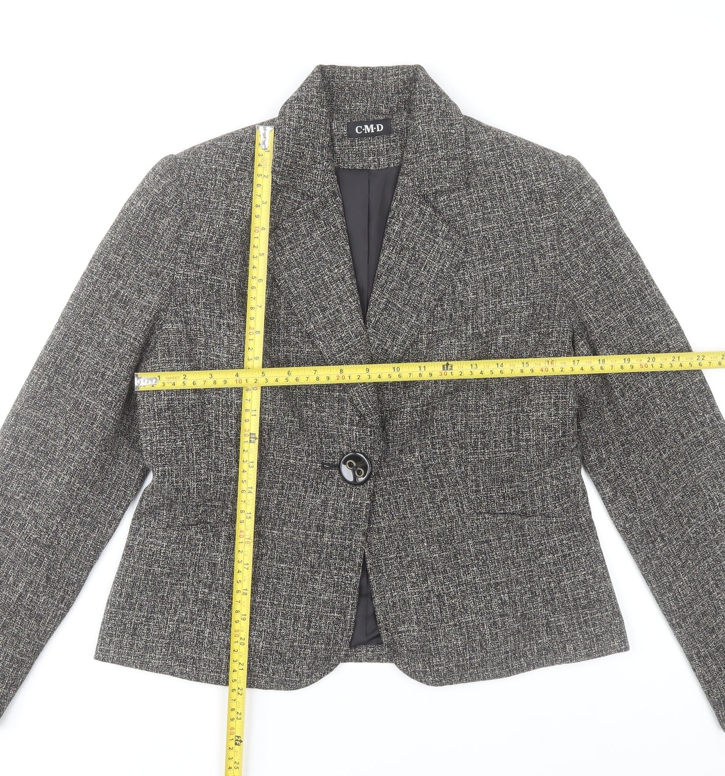 CMD Women's Grey Checked Blazer Size 12 Smart Work Jacket