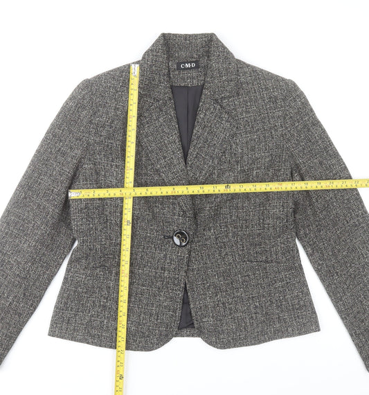 CMD Women's Grey Checked Blazer Size 12 Smart Work Jacket