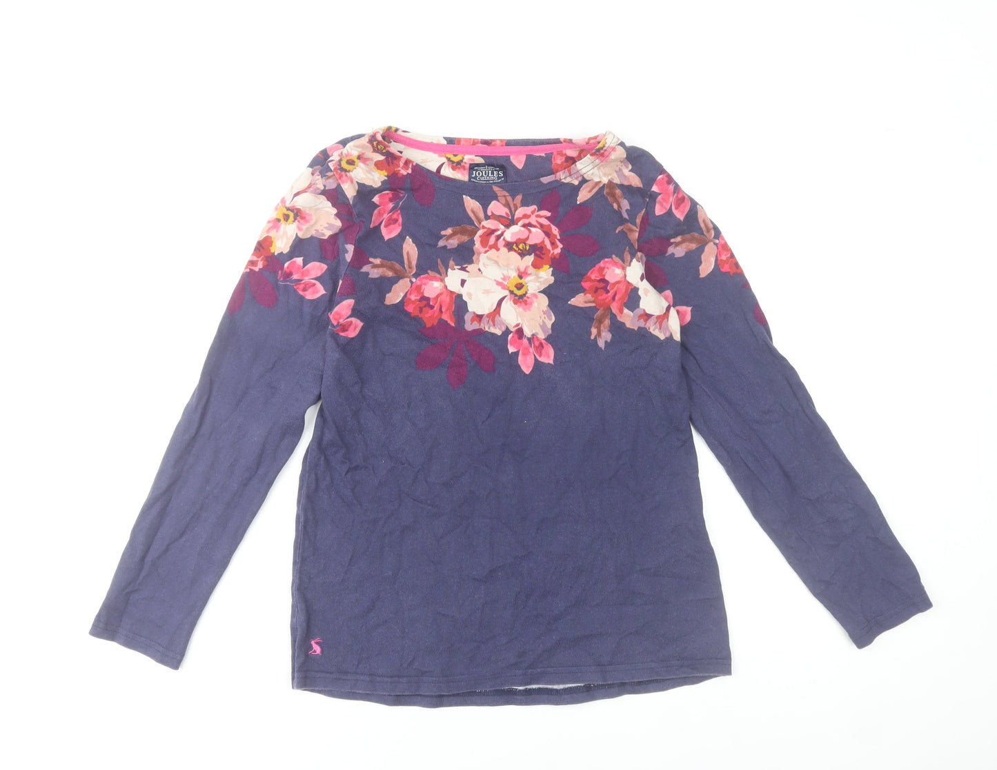 Joules Womens Blue Floral Long Sleeve Cotton Top UK 10