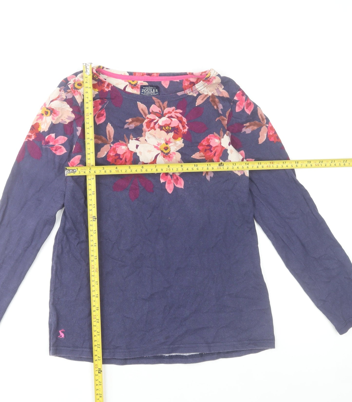 Joules Womens Blue Floral Long Sleeve Cotton Top UK 10
