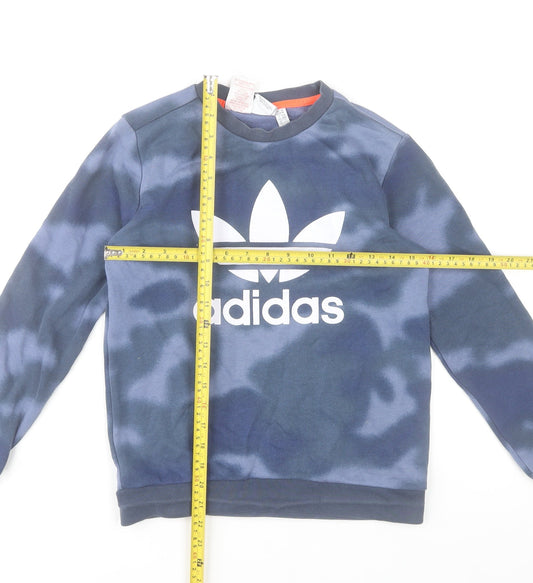 Adidas Boys Blue Sweatshirt 11-12 Years Pullover Crew Neck Logo Print