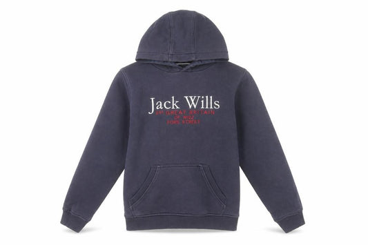 Jack Wills Boys Navy Blue Pullover Hoodie 10-11 Years Cotton Blend
