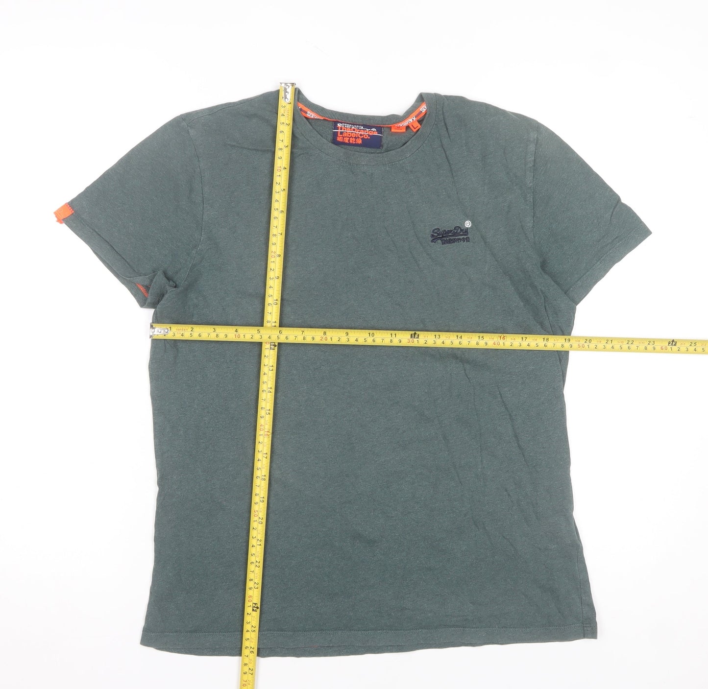 Superdry Men's Green Crew Neck Cotton T-Shirt Size L