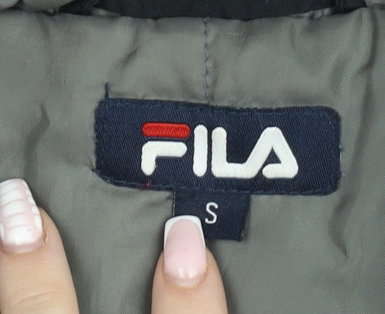 Fila Men's Black Hooded Parka Jacket S Water Resistant Sportswear