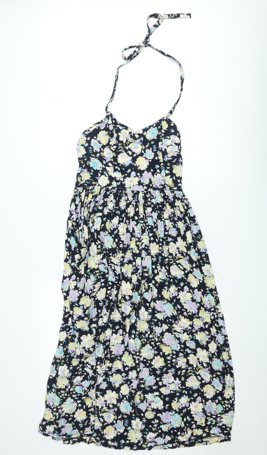 Mandy Marsh Women's Multicoloured Floral Halter Knee Length Dress Size 10