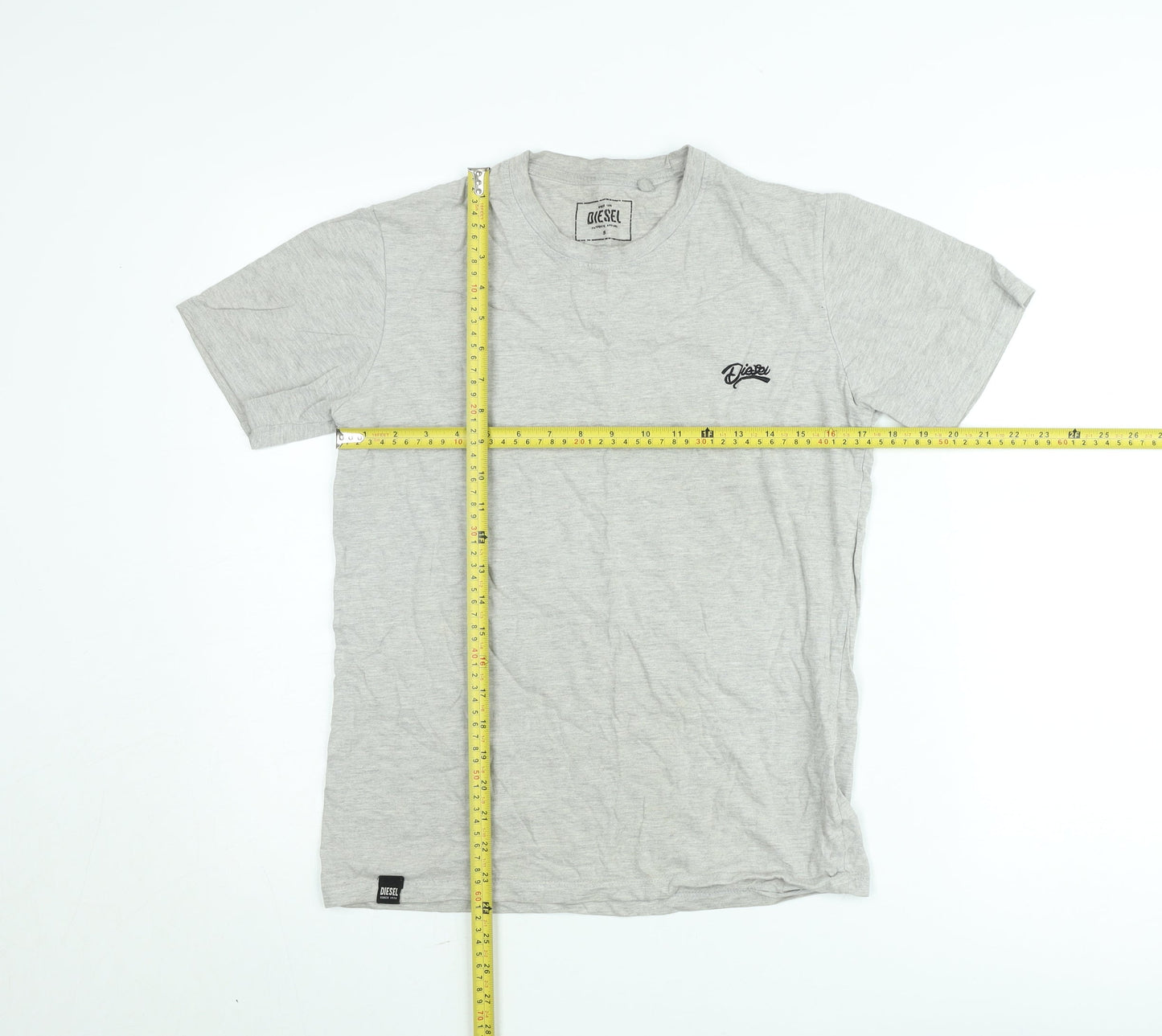 Diesel Men's Grey Crew Neck Short Sleeve Cotton T-Shirt Small